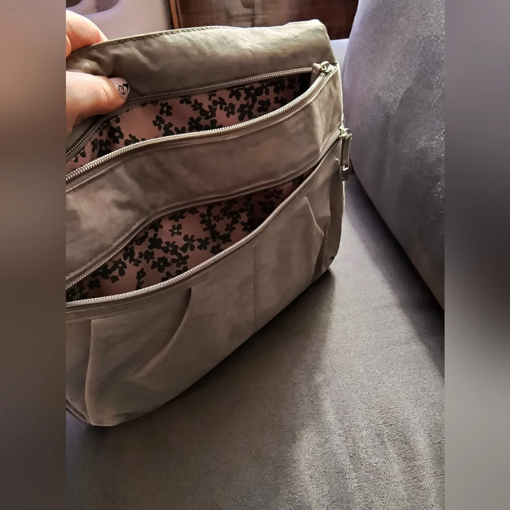 Vintage Travelon RFID Blocking Expandable Crossbody Bag & Wallet with Tags-Gray